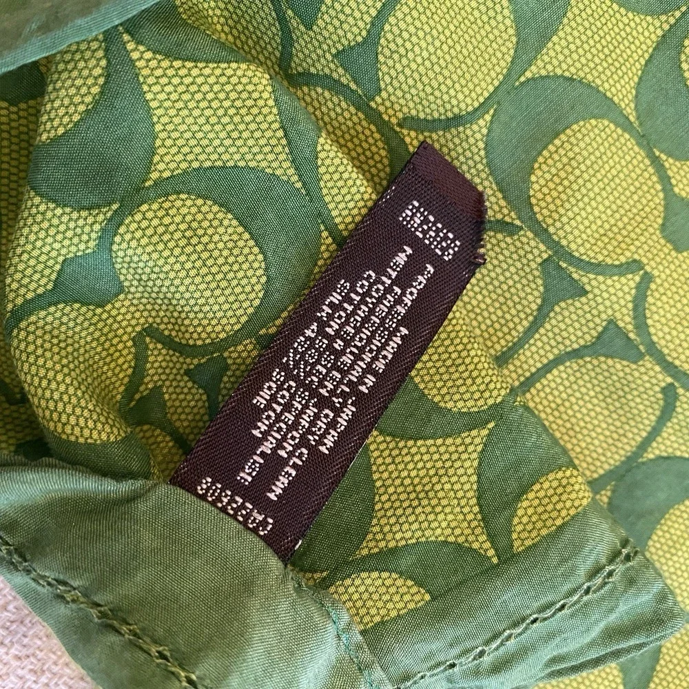Vtg Y2K Coach Signature Silk Blend Scarf Bandana Green